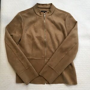 Tahari Faux Suede Jacket brown Women's size Large neutral, minimalist, old money